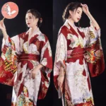 Kimono élégant avec motifs traditionnels et tissu soyeux