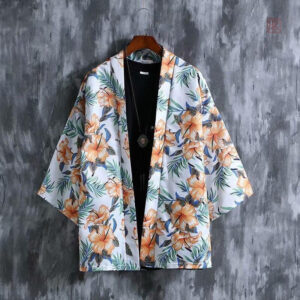 Veste kimono homme avec motif floral coloré