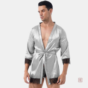 Kimono court pour homme en style peignoir