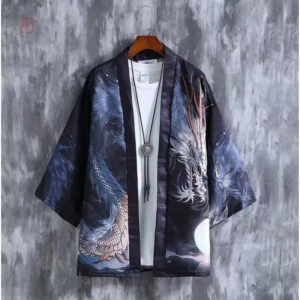 Kimono homme avec motif dragon en tissu léger