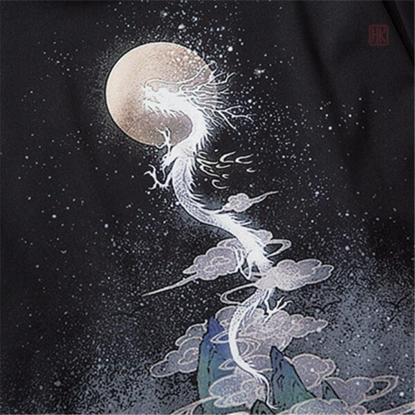 Veste kimono pour homme, style dragon lunaire