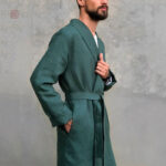 Peignoir kimono homme, tissu léger en lin