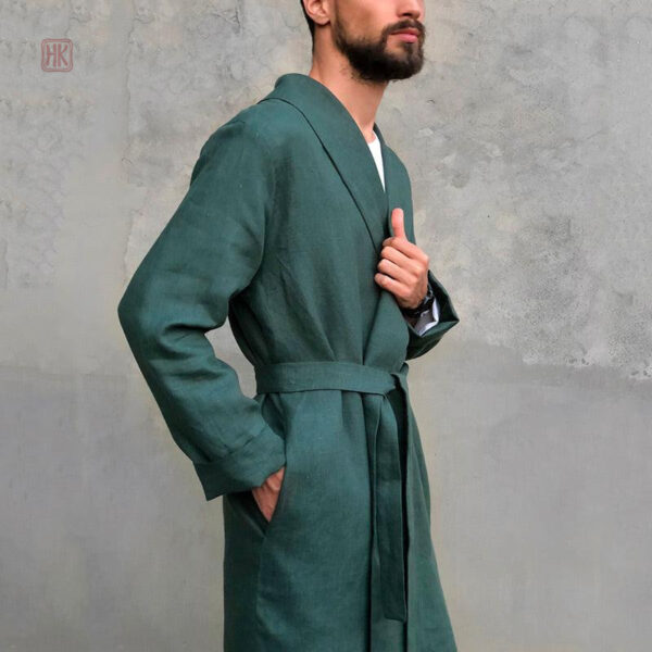 Peignoir kimono homme, tissu léger en lin