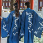Kimono long bleu pour homme