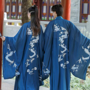 Kimono long bleu pour homme