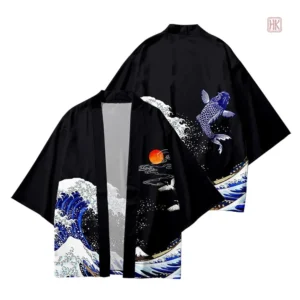 Kimono pour homme avec motif vague élégant