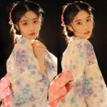 Kimono fleuri blanc élégant