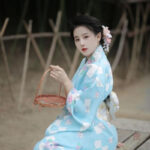 Robe kimono ample en couleur ciel