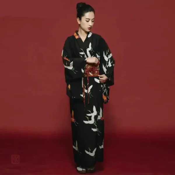 Robe kimono en tissu naturel
