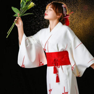 Kimono féminin blanc, style japonais