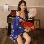 Kimono court japonais pour femme