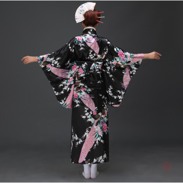 Vêtement japonais élégant pour femme, couleur noire