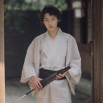 Kimono homme blanc traditionnel japonais
