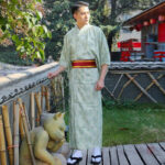 Vêtement asiatique pour homme, style kimono vert