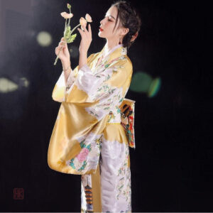 Kimono Japonais Jaune pour femme