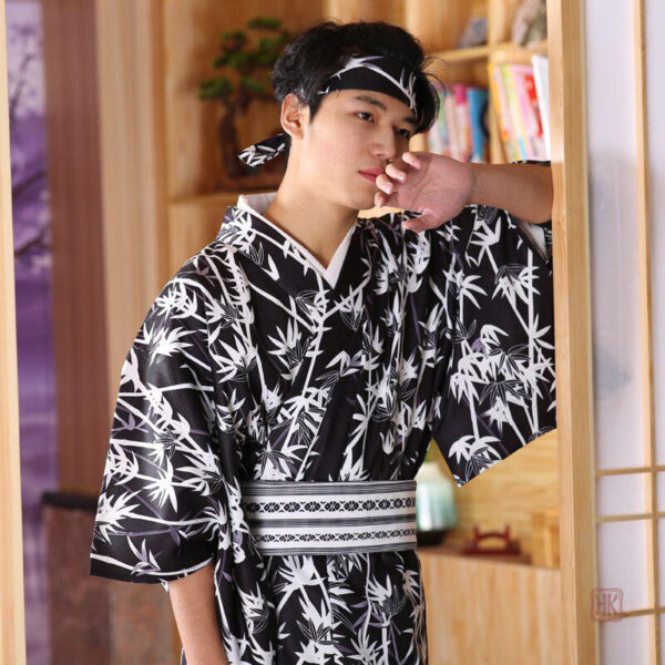 kimono-japonais-long-noir-1 Kimono Japonais Long Noir pour homme
