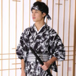 Kimono long noir, style japonais
