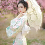 Robe kimono à motif floral pour le printemps