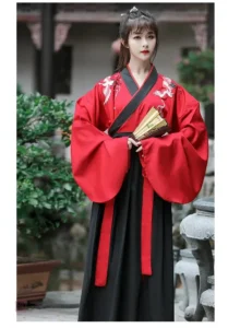 Kimono Rouge et Noir pour femme en style japonais