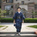 Kimono traditionnel homme bleu marine