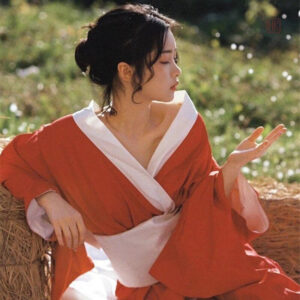 Kimono Rouge en soie pour femme