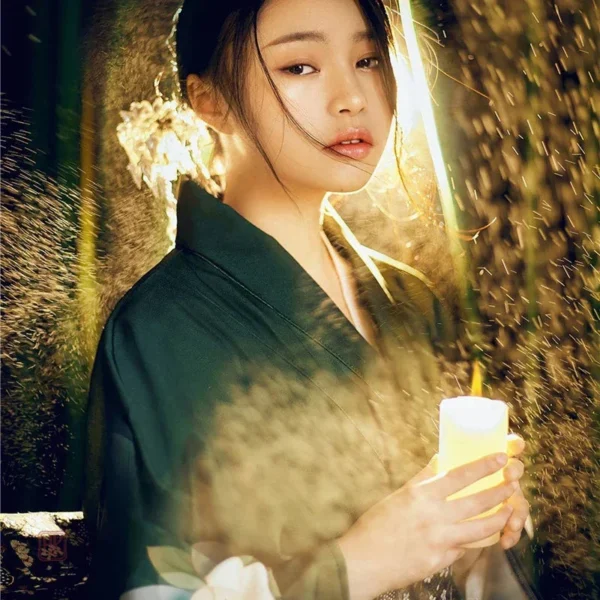 Robe Kimono à fleurs vertes pour femmes