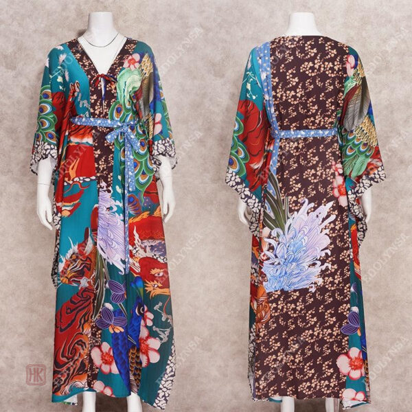 Kimono vintage, coupe féminine, style asiatique