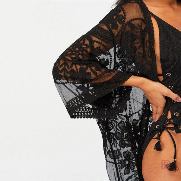 Kimono long en dentelle, accessoire mode pour femme