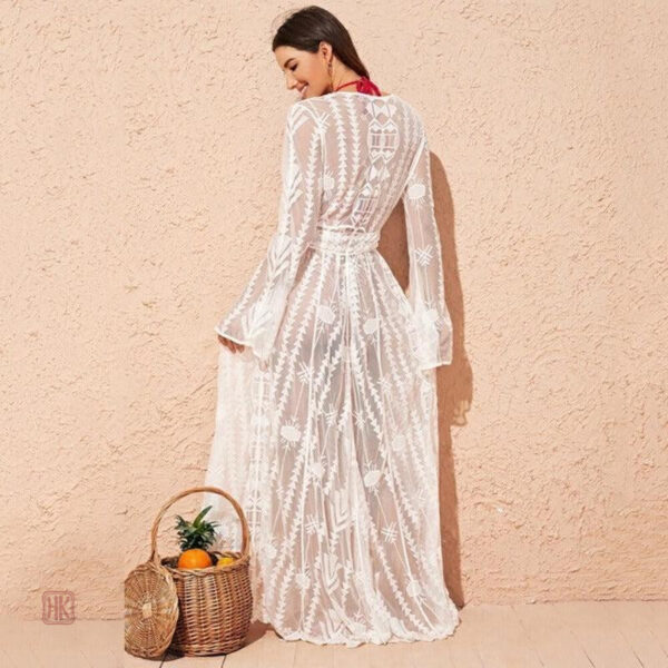 Kimono d'extérieur aux détails en dentelle