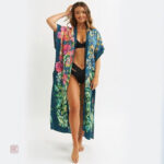 Kimono élégant femme avec imprimé fleuri