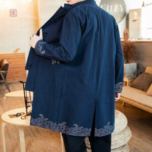 Veste kimono homme bleu avec manches amples