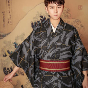 Vêtement traditionnel japonais, kimono homme noir