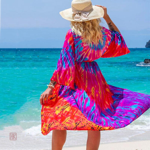 Kimono féminin transparent à manches longues