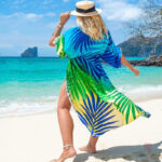Kimono long avec motifs tropicaux