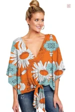 Veste kimono à motifs floraux pour femme