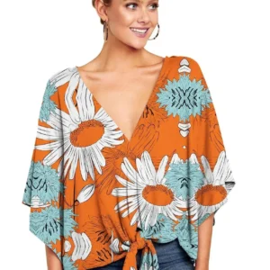 Veste kimono à motifs floraux pour femme