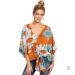 Kimono femme léger avec motifs fleuris