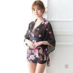Kimono court noir pour femme
