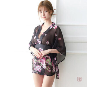 Kimono court noir pour femme