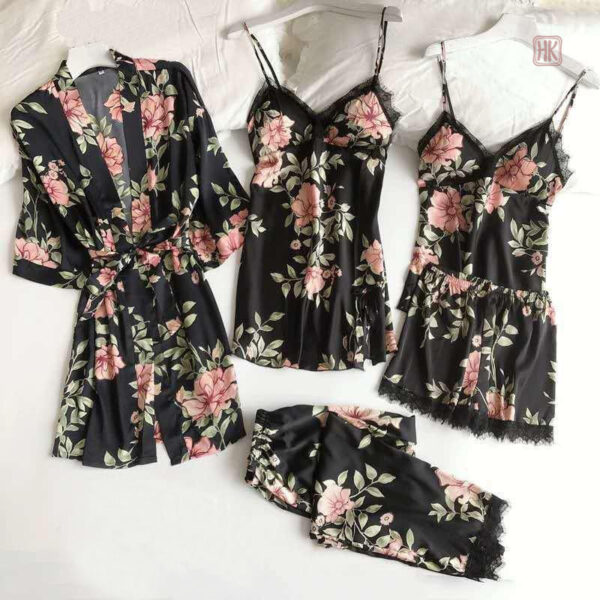 Pyjama kimono femme, design noir sophistiqué