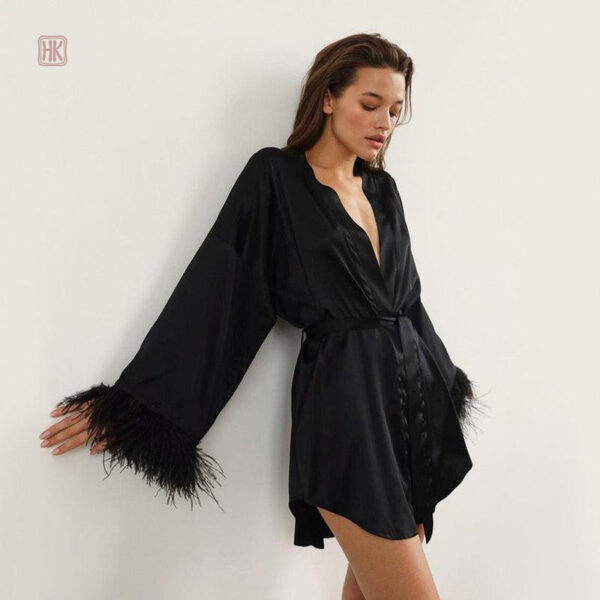 kimono-noir-mi-long-1 Kimono noir mi long pour femme