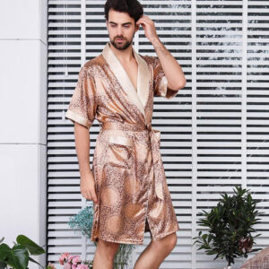 Peignoir kimono homme en satin, style nuit chic