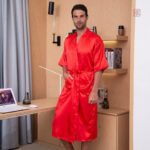 Kimono orange pour homme, peignoir confortable et élégant