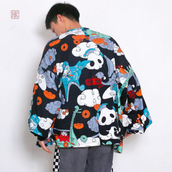 Kimono tendance homme, motifs pandas vibrants et uniques