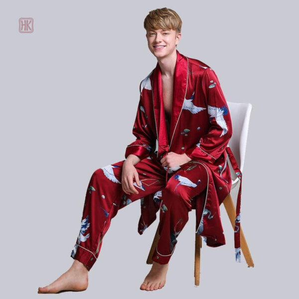 Kimono peignoir japonais rouge pour homme
