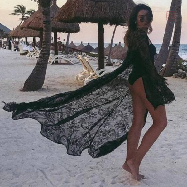 Kimono long femme en dentelle, parfait pour l'été
