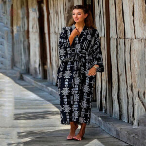 Kimono Plage Long Noir pour femme