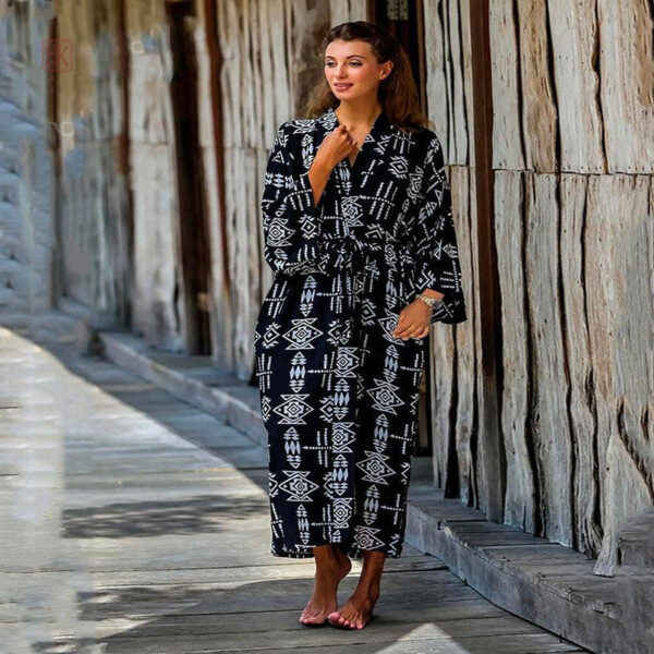 Kimono Plage Long Noir pour femme