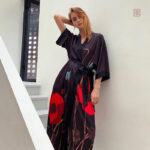 Kimono pyjama long à manches courtes pour femme