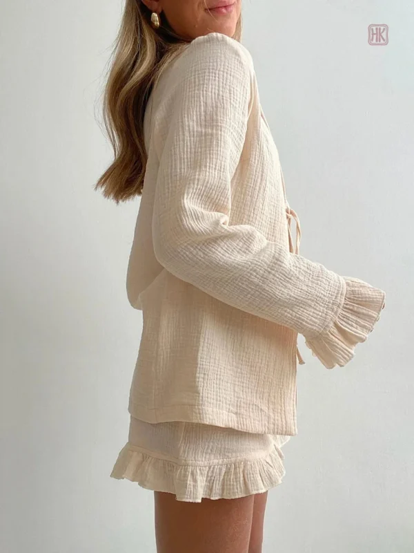 Short en Kimono avec détails à froufrous